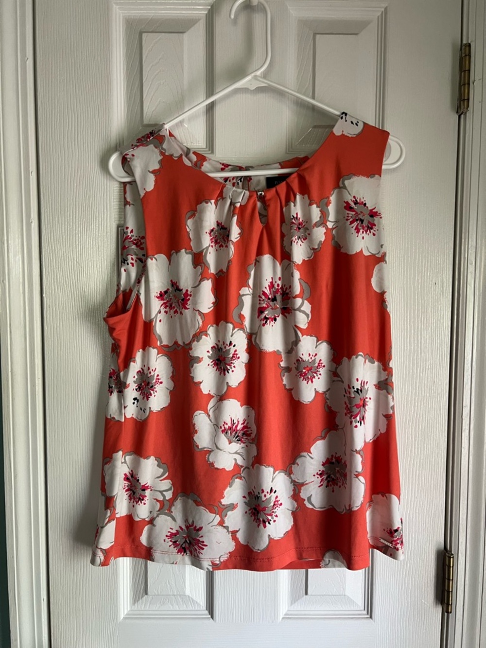 Ivanka Trump Coral Floral Sleeveless Blouse